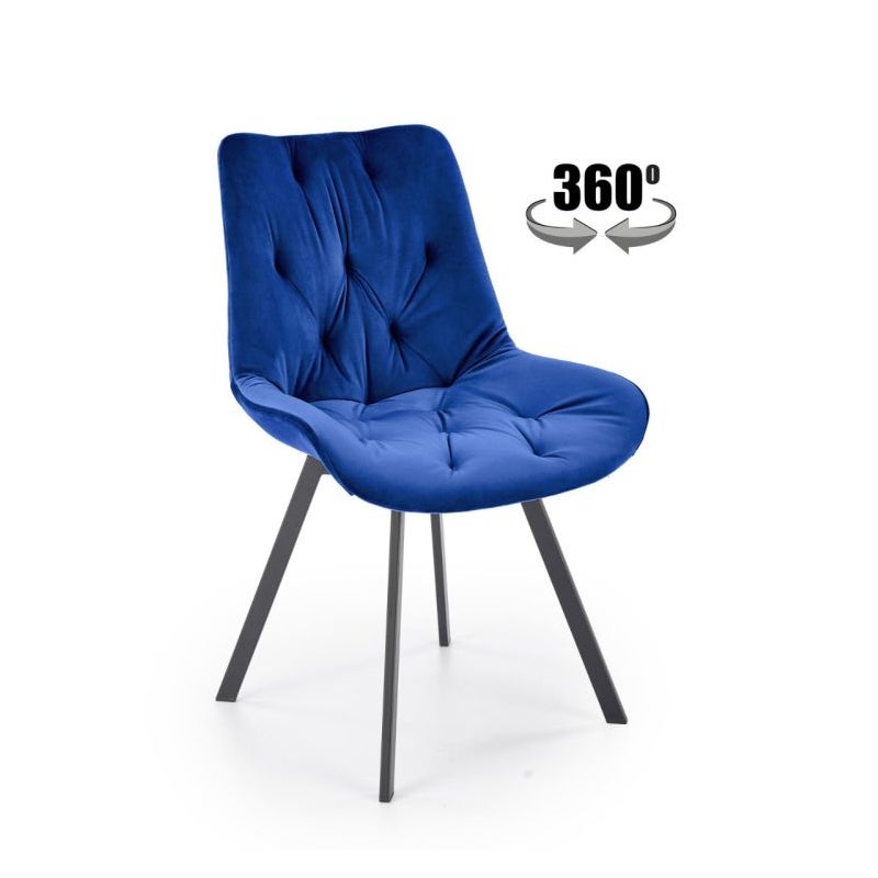 Krzesło tapicerowane K519 VELVET granatowe obracane