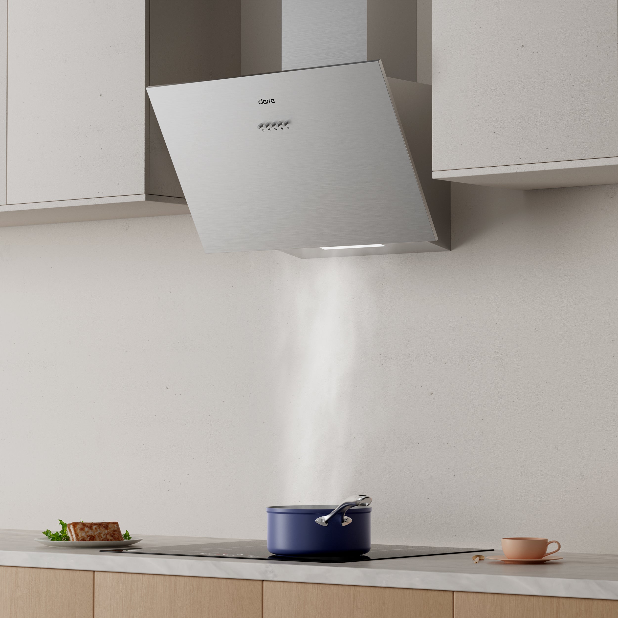 CIARRA Hotte Inclinée 60cm 650m3/h Classe A+++ 3 Vitesses Evacuation ou Recyclage Acier CD6762AS - 3