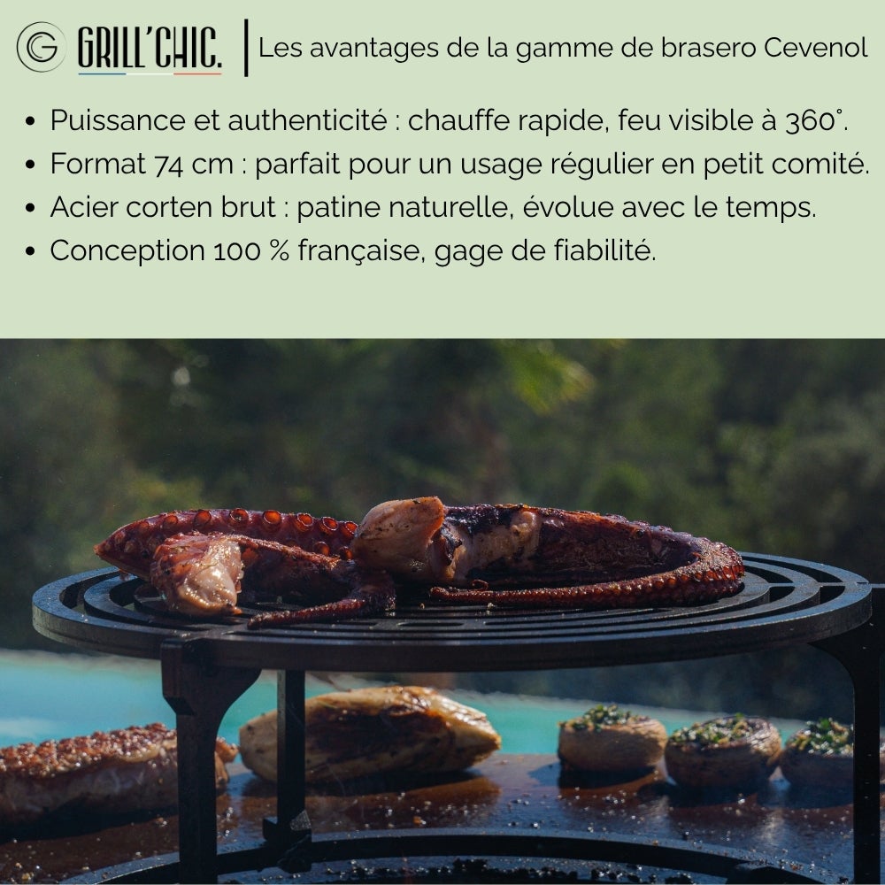 Brasero Cevenol Corten Bois Carre 74 Simple Cuve - 6