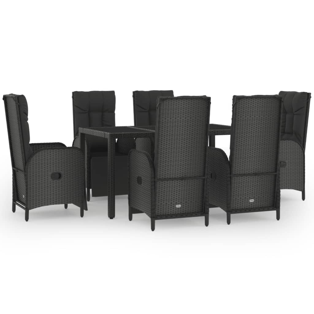 Maison Exclusive - Set da Pranzo Giardino 7pz Nero e Grigio con Cuscini Polyrattan - 2