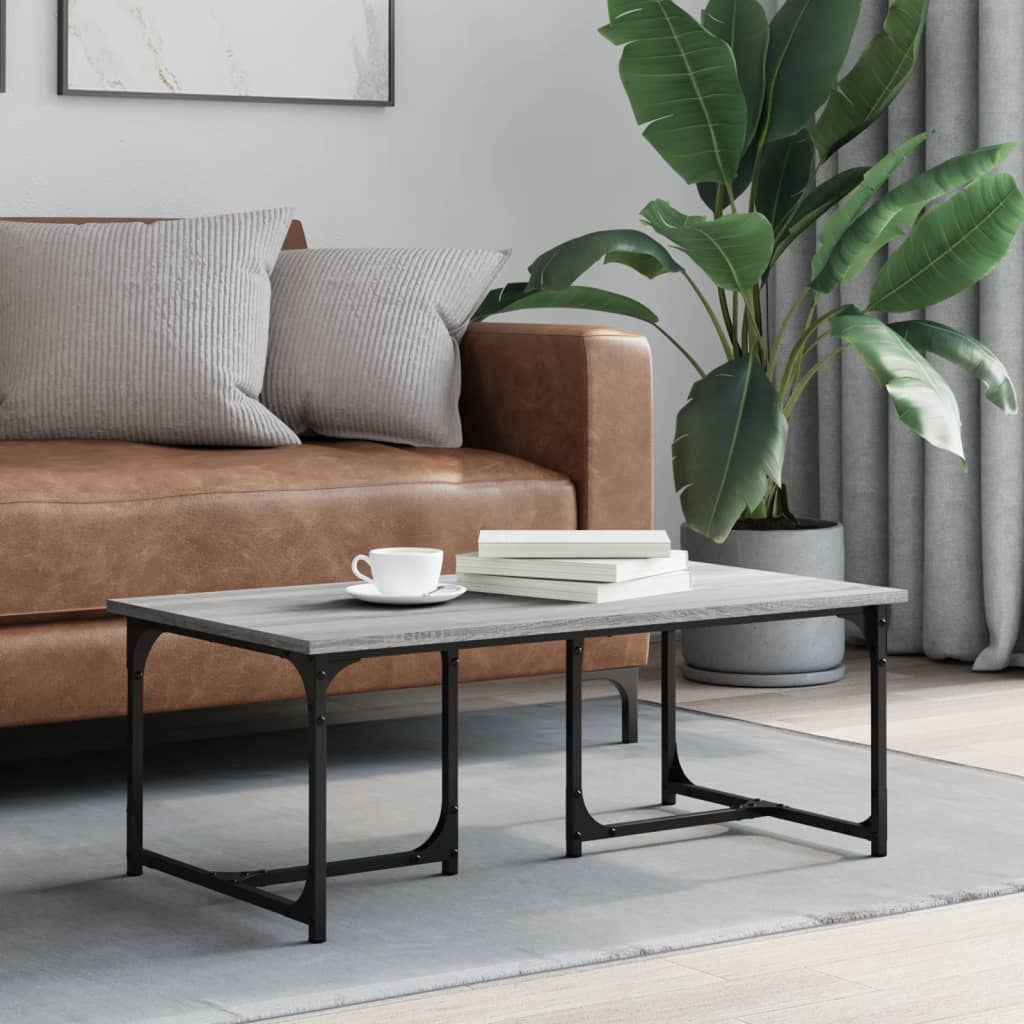 Stolik kawowy vidaXL Sonoma szary drewno inżynieryjne i metal 90x50x35 cm
