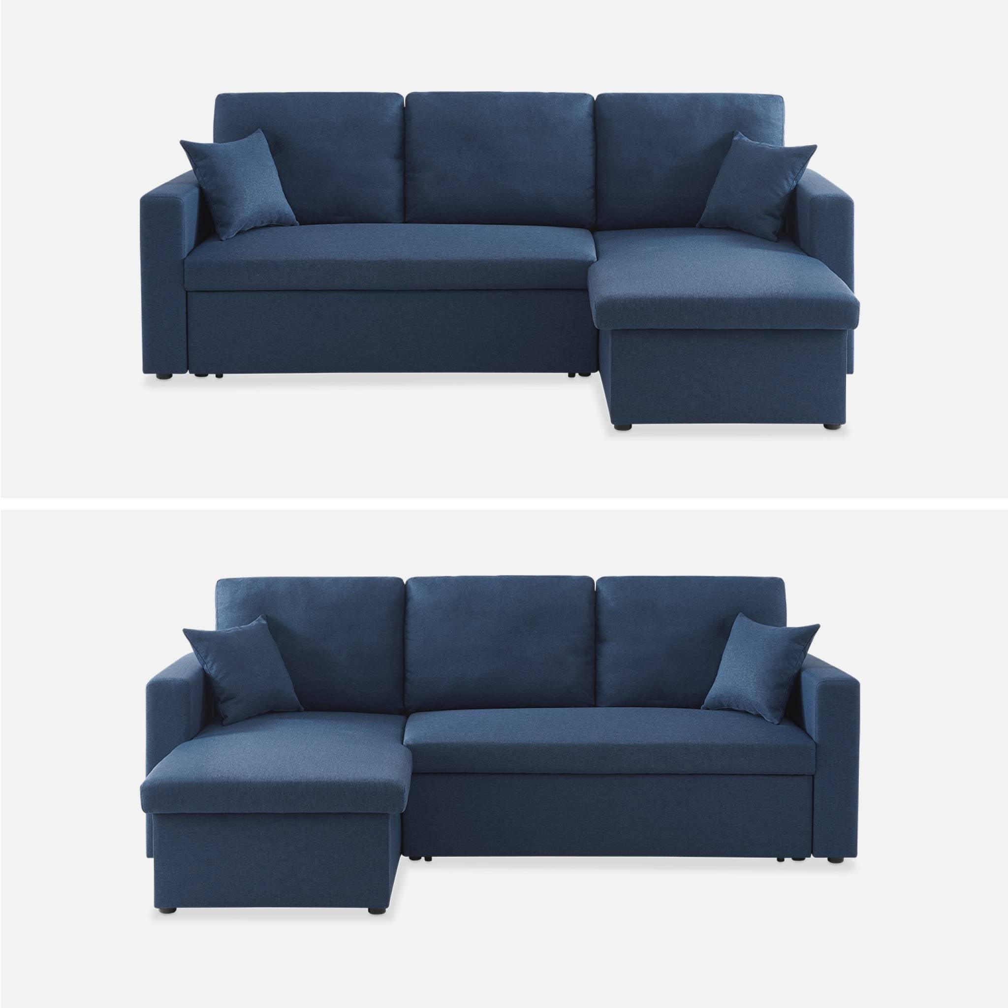 Canapé D'angle Convertible WADE 3 Places – Bleu – HAPPY GARDEN – Neuf