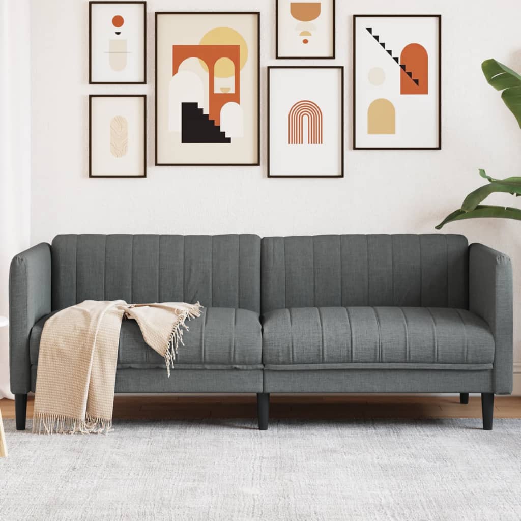 Sofá de 3 plazas   sofá de salón   sofá de descanso tela gris oscuro cfw66065