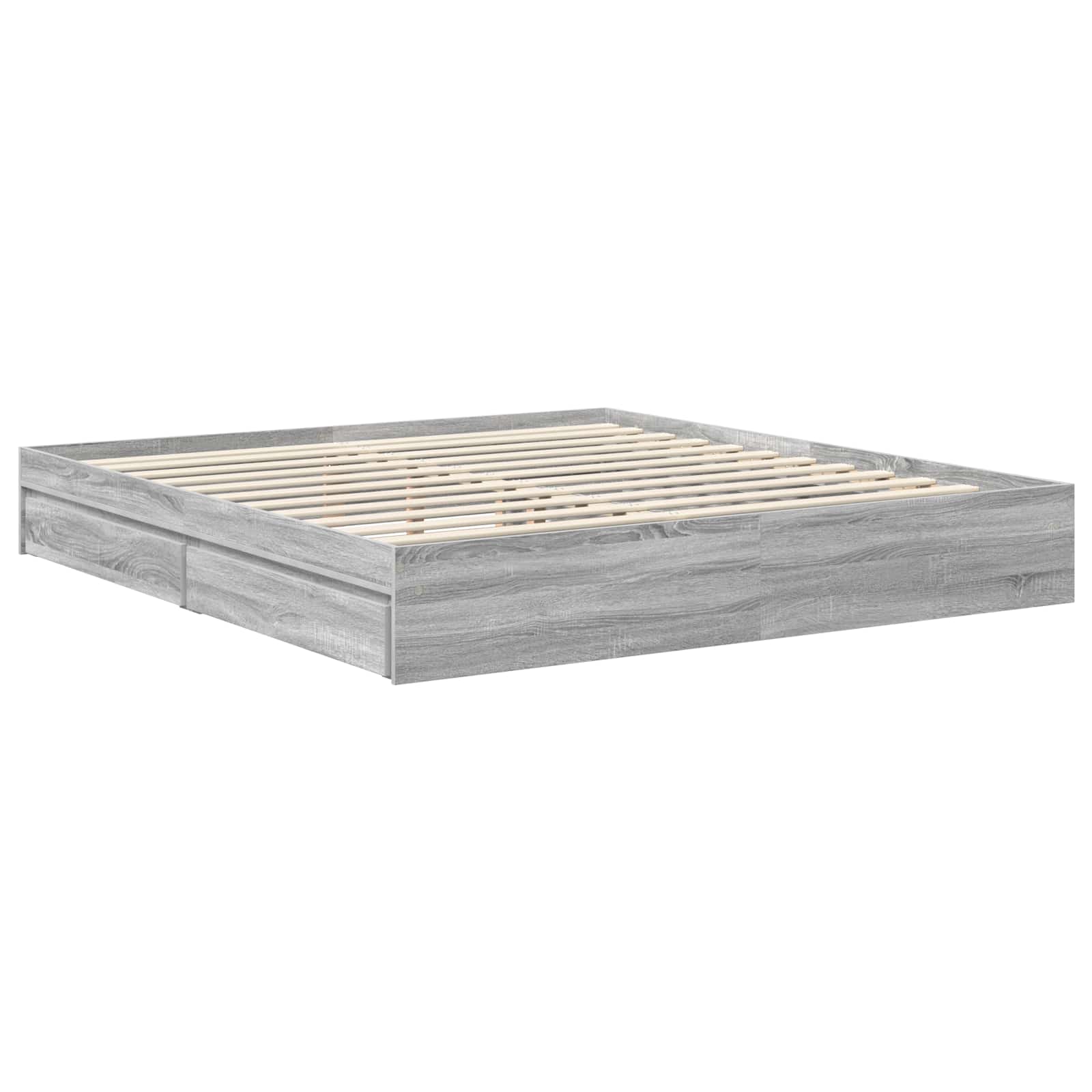Lit de rangement gris 180 x 200 cm en panneau de bois - 6