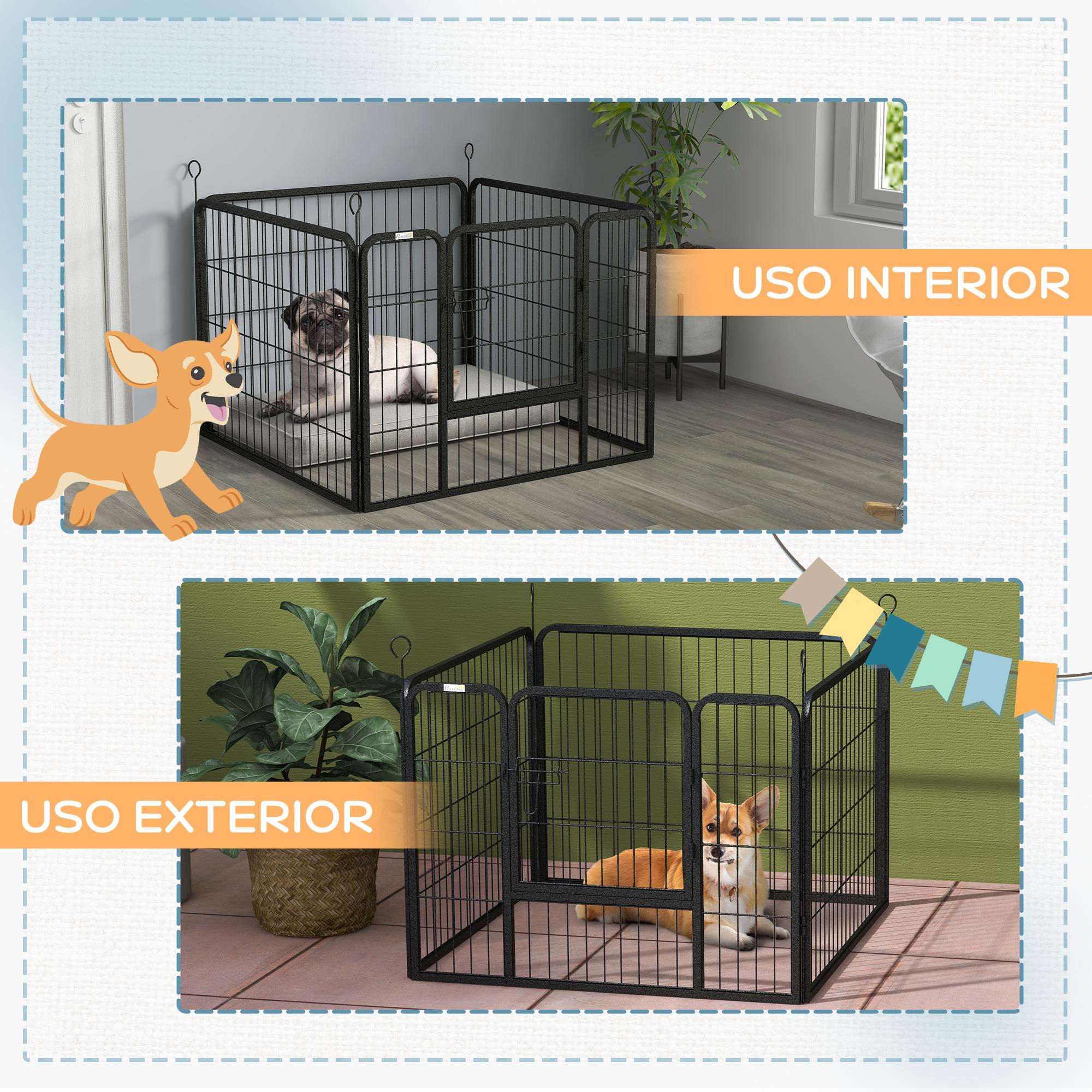 Parque para Cães PawHut Cinza Escuro/Cinza de carvão Metal 82x82x60cm - 6