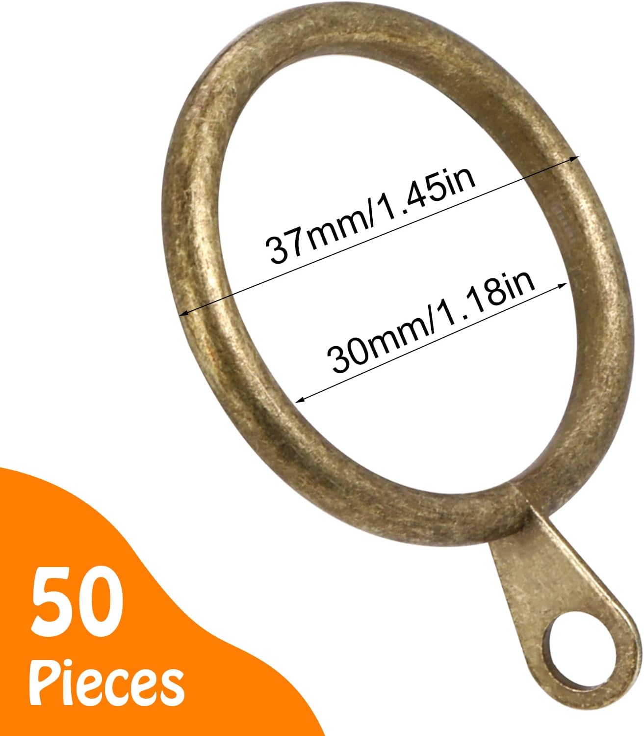 50 anelli per tende in metallo e 50 ganci per tende in