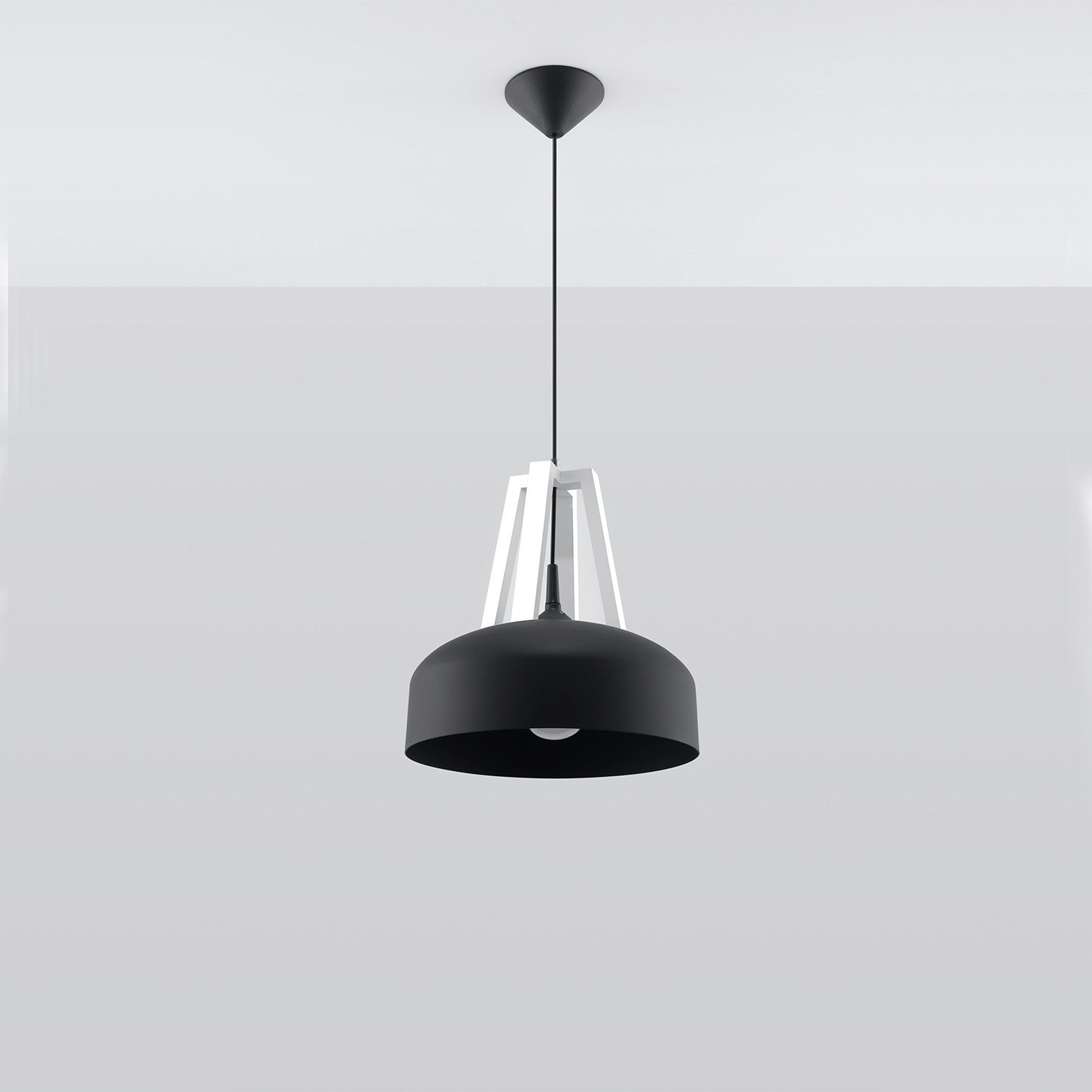 Lampa wisząca Casco czarno-biała 1xE27x60W wym: 100 x 30 x 30 cm aluminium Sollux Lighting