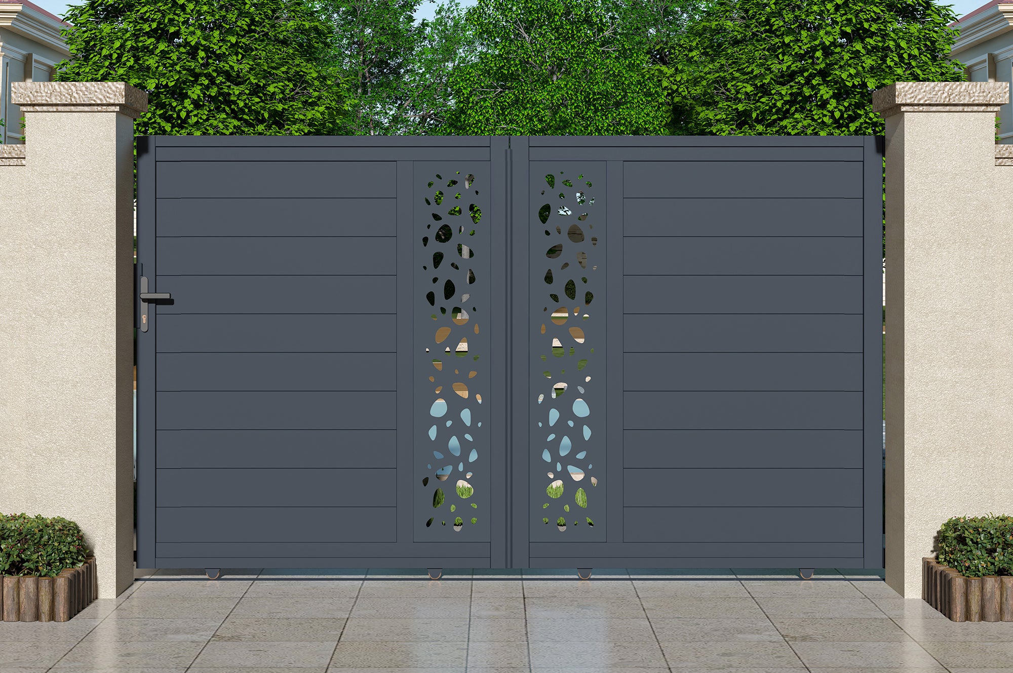 Brama przesuwna 3,5m SUNNY wys. 180cm szare aluminium