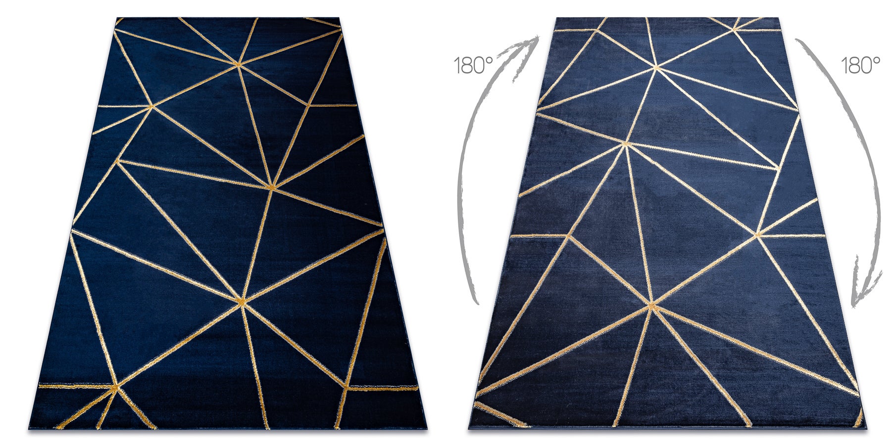 Dywan EMERALD ekskluzywny 1013 glamour, stylowy geometryczny granatowy / złoty 240x330 cm - 2