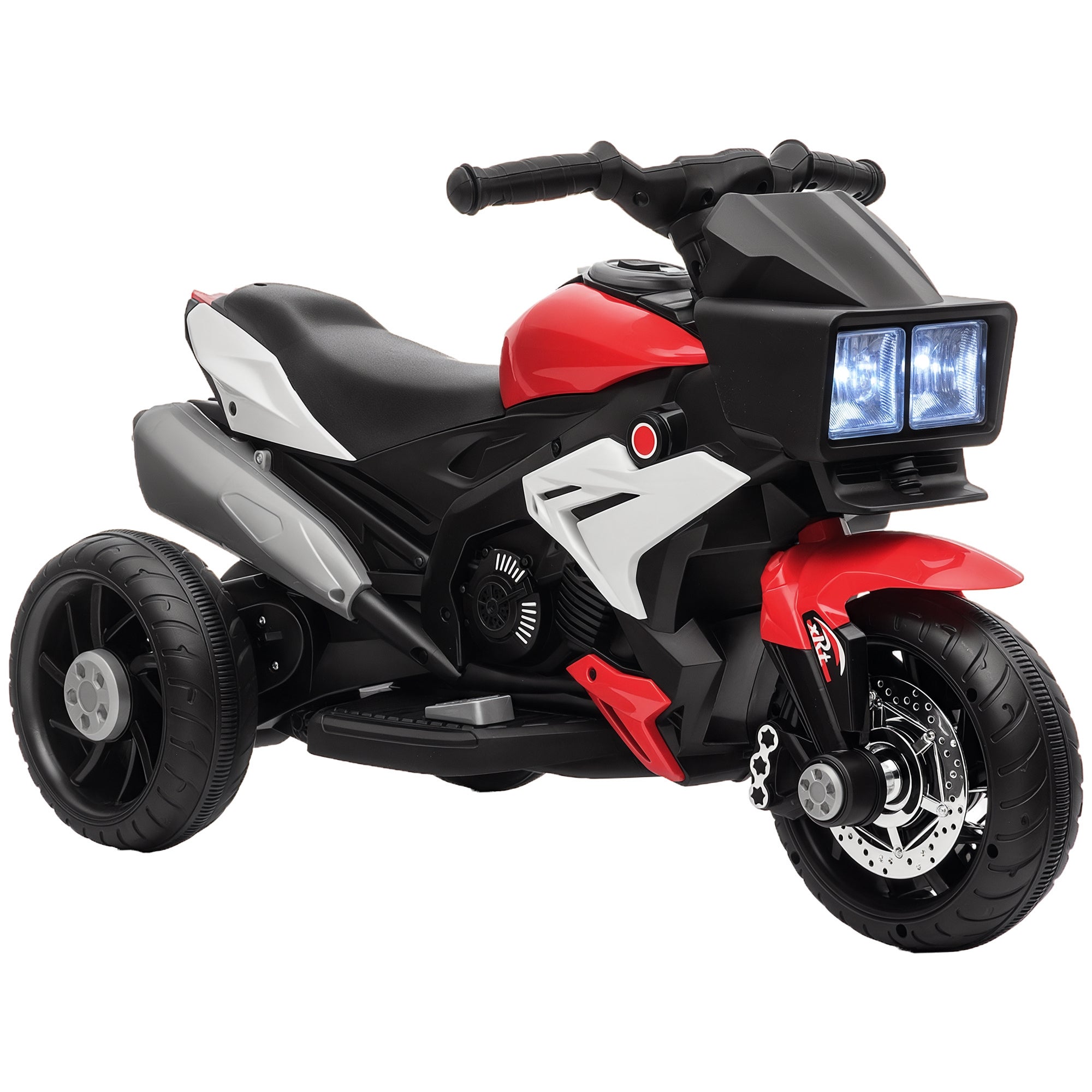 COSTWAY Moto Électrique pour Enfants 12V 6km/h avec 2 Roues Détachables, Moto Police avec 2 Coffre à Jouets, Musique, USB, Klaxon, Sirène, pour Enfant