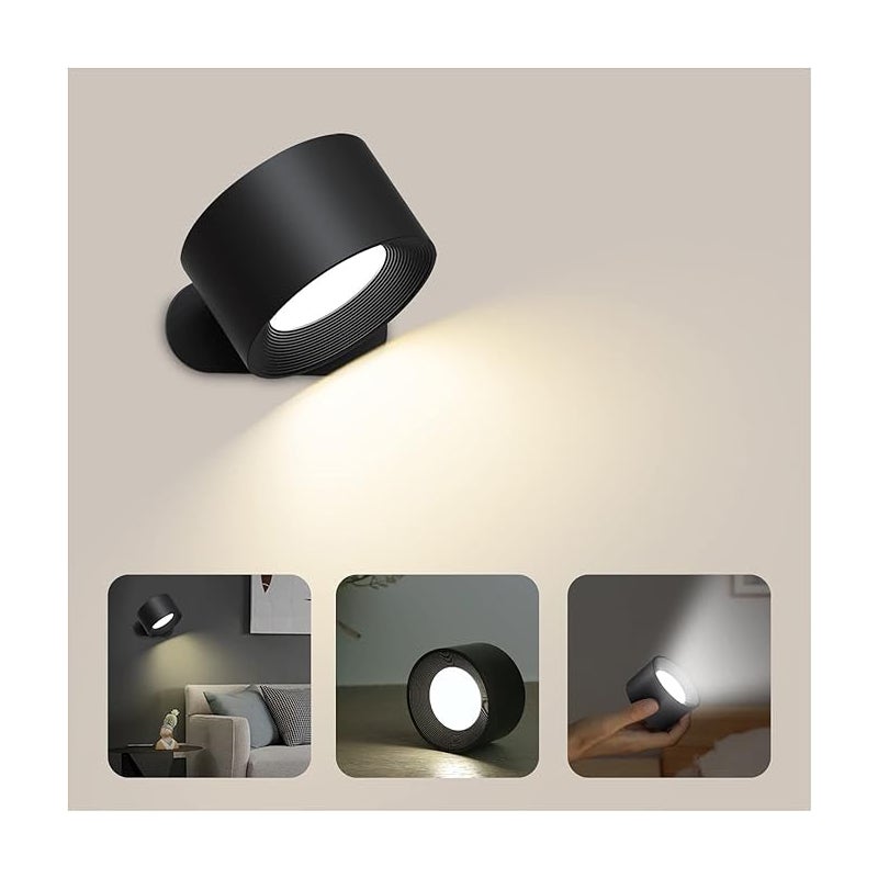 szt. (czarny) kinkiet wewnętrzny, kinkiet dotykowy LED z portem ładowania USB, sterowanie dotykowe, 3 poziomy jasności, 3 temperatury