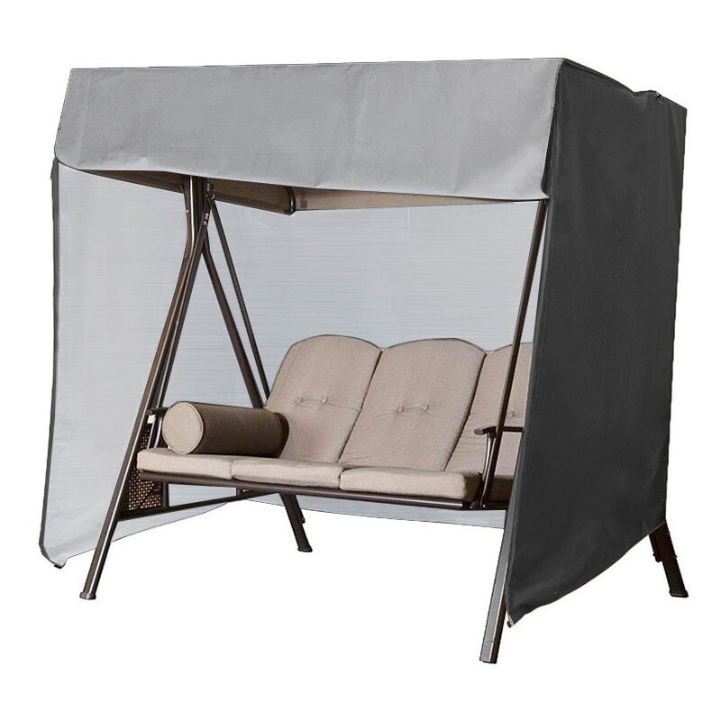 Pokrowiec na huśtawkę ogrodową, wodoodporny pokrowiec Oxford z powłoką anty-UV (czarny, 223 × 152 × 183 cm)