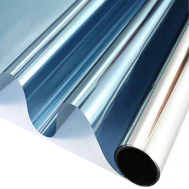 Pellicola Effetto Specchiato Per Finestre E Vetrate: Colore Argento/Blue, 76x300cm, Filtra UV E Calore, Made In Italy