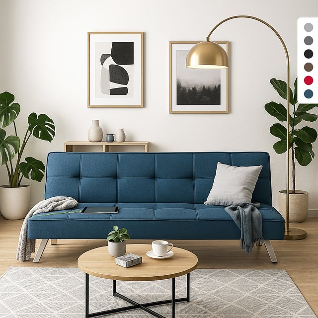 Divano letto in tessuto con porta USB e gambe in metallo design Astralis - Blu