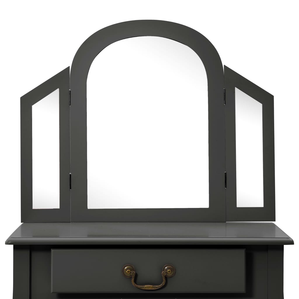 Toletta tavolo da trucco e sgabello 65 x 36 x 128 cm legno MDF grigio 02_0006378 - 8