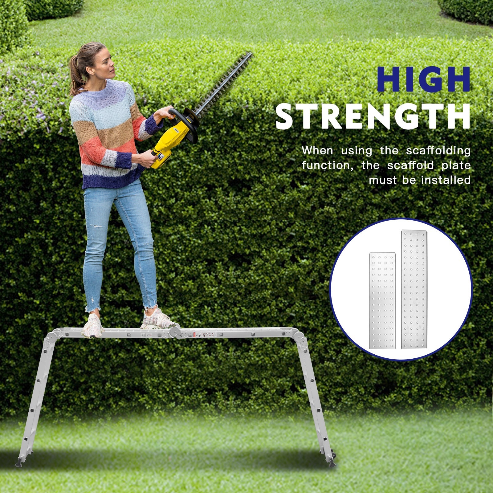 TEENO Échelle télescopique 7 en 1, Échelle Transformable 4,7 m, 2 marches épaisses antidérapantes - 3