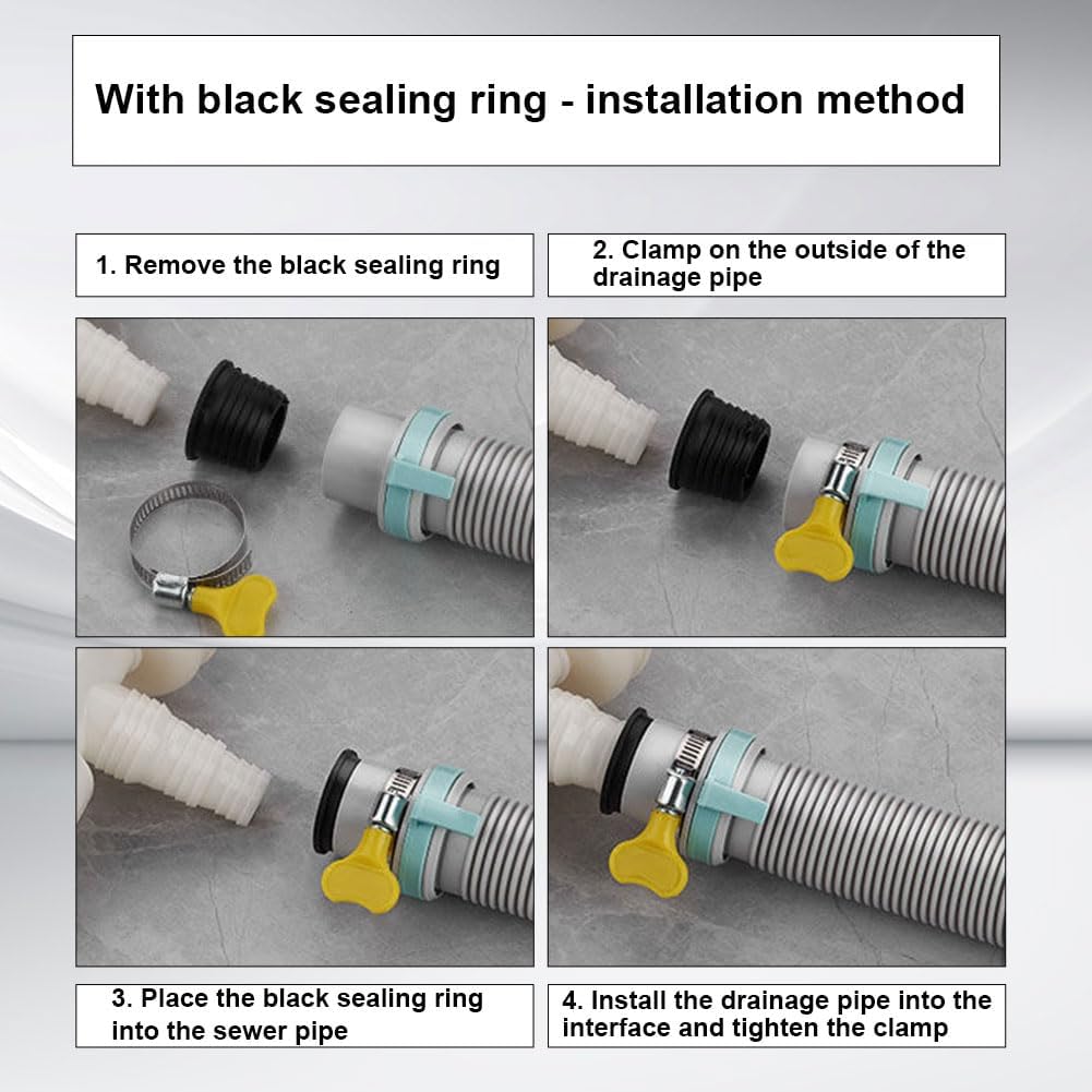 Blanc Double Evacuation Machine a Laver,Clapet Anti Retour Machine a laver,Double Raccord pour Sèche-Linge et Machine à Laver,Raccord pour Machine à - 5