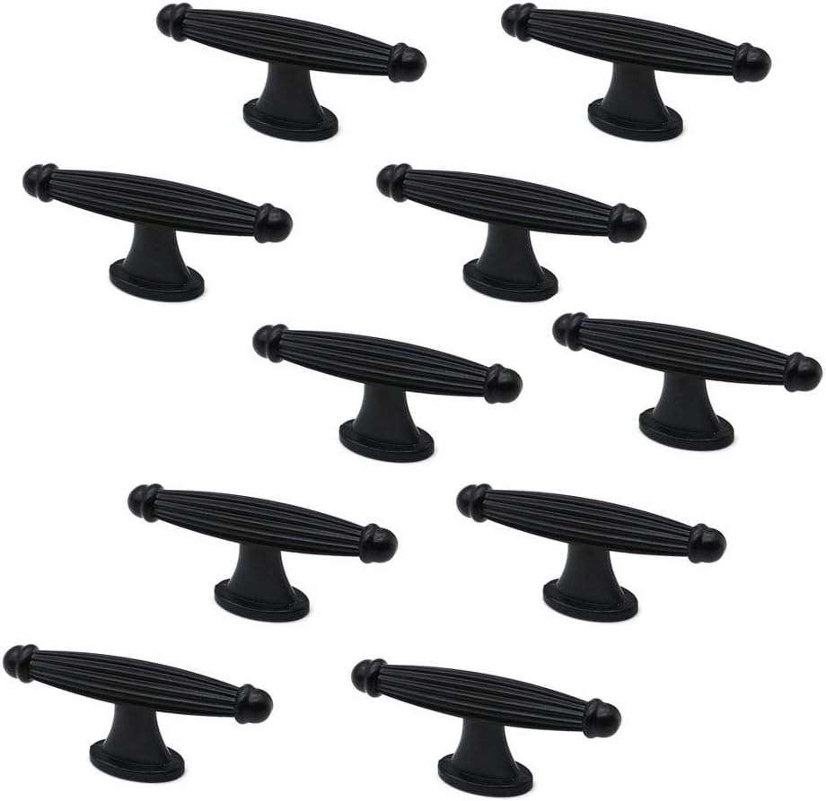 Lot De 10 Poignées En T Pour Placard, Commode, Tiroir, Cuisine, Chambre à Coucher, Salle De Bain Noir Mat 28 Mm 99066741