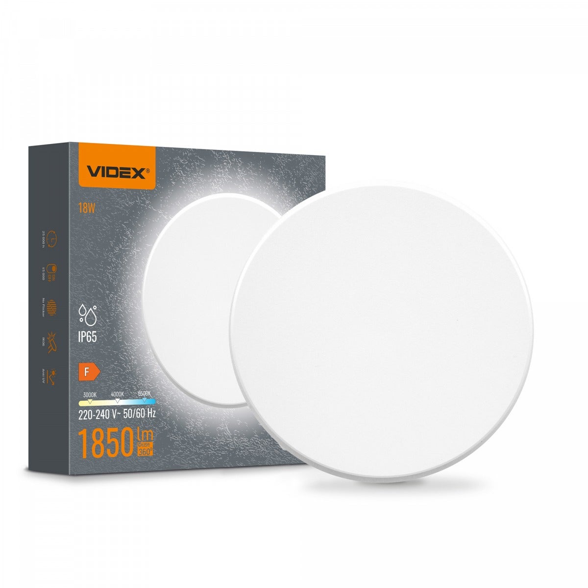 Kinkiet zewnętrzny LED 18W 3000/4000/6500K 1850lm tworzywo sztuczne biały wym:25x25x5cm IP65 Videx