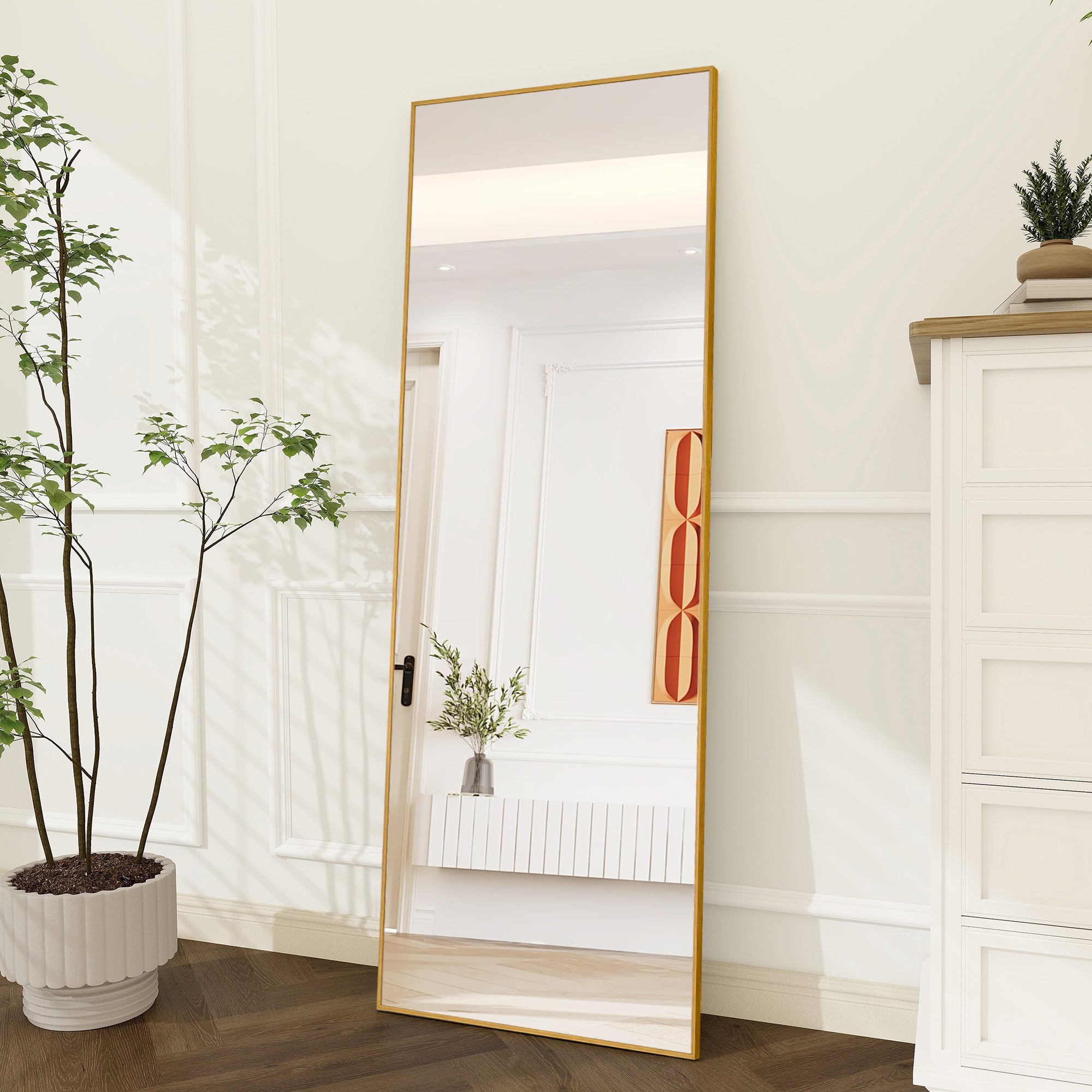 BRIGHTAKE Miroir Plein Pied Ovale 160x40cm avec Support, Cadre Doré Métal, Miroir Sol Décoratif pour Salon Chambre Dressing | Leroy Merlin BRIGHTAKE Miroir Plein Pied Ovale 160x40cm avec Support, Cadre Doré Métal, Miroir Sol Décoratif pour Salon Chambre Dressing | Leroy Merlin