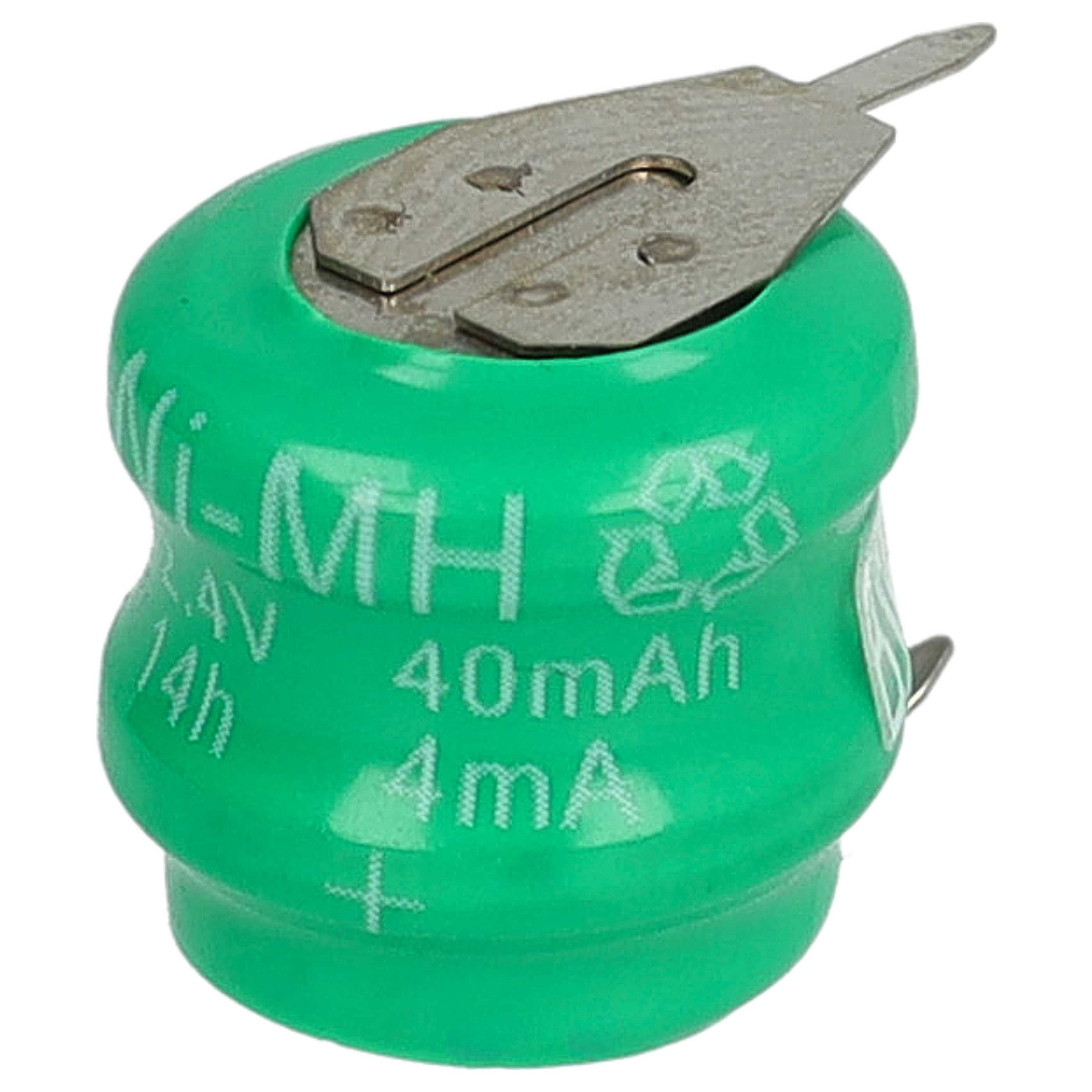 vhbw 5x NiMH pile bouton de remplacement pour type V40H 2 épingles 40mAh 2,4V convient pour les batteries de modélisme etc. - 2
