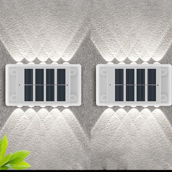 Zestaw 2 Solarnych Lamp Ściennych - 10 LED, Reflektor Góra i Dół, Jasne Białe Światło, Odporny na Warunki Atmosferyczne