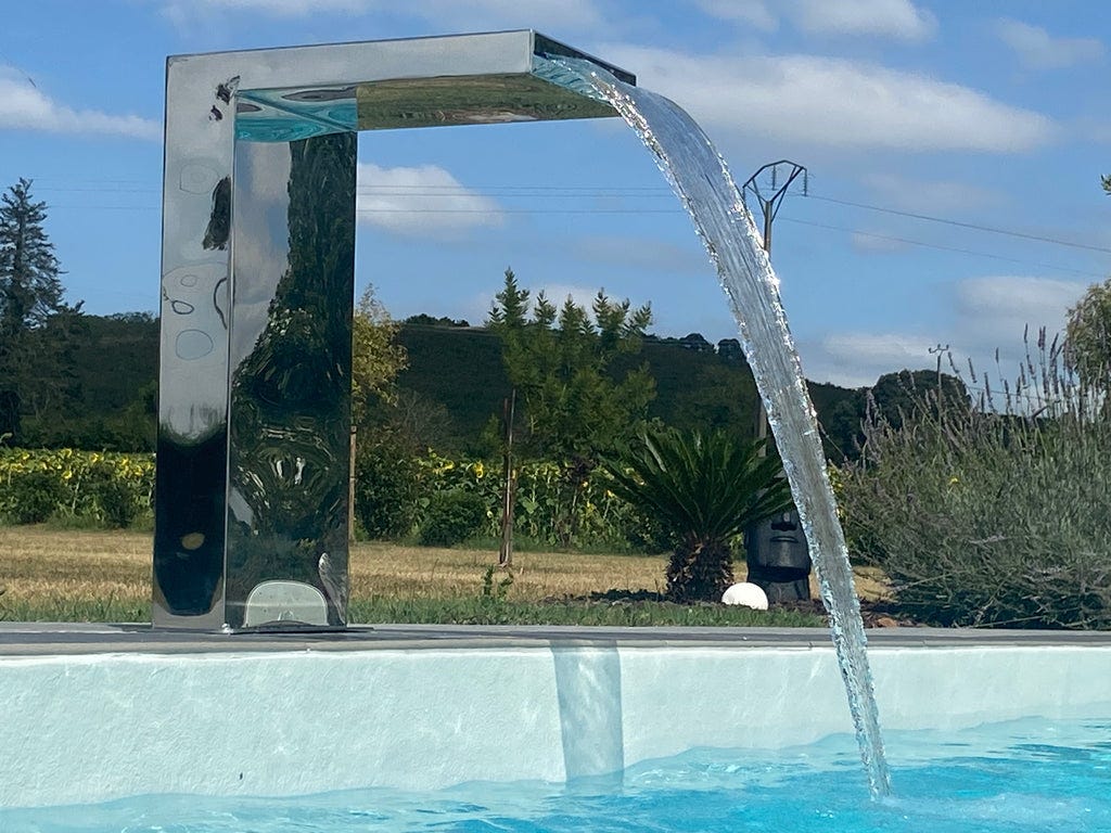 Fontaine Cascade Piscine En Acier Inoxydable 304 – Effet Miroir Élégant, Facile à Installer Pour Jardin, Spa Ou Étang