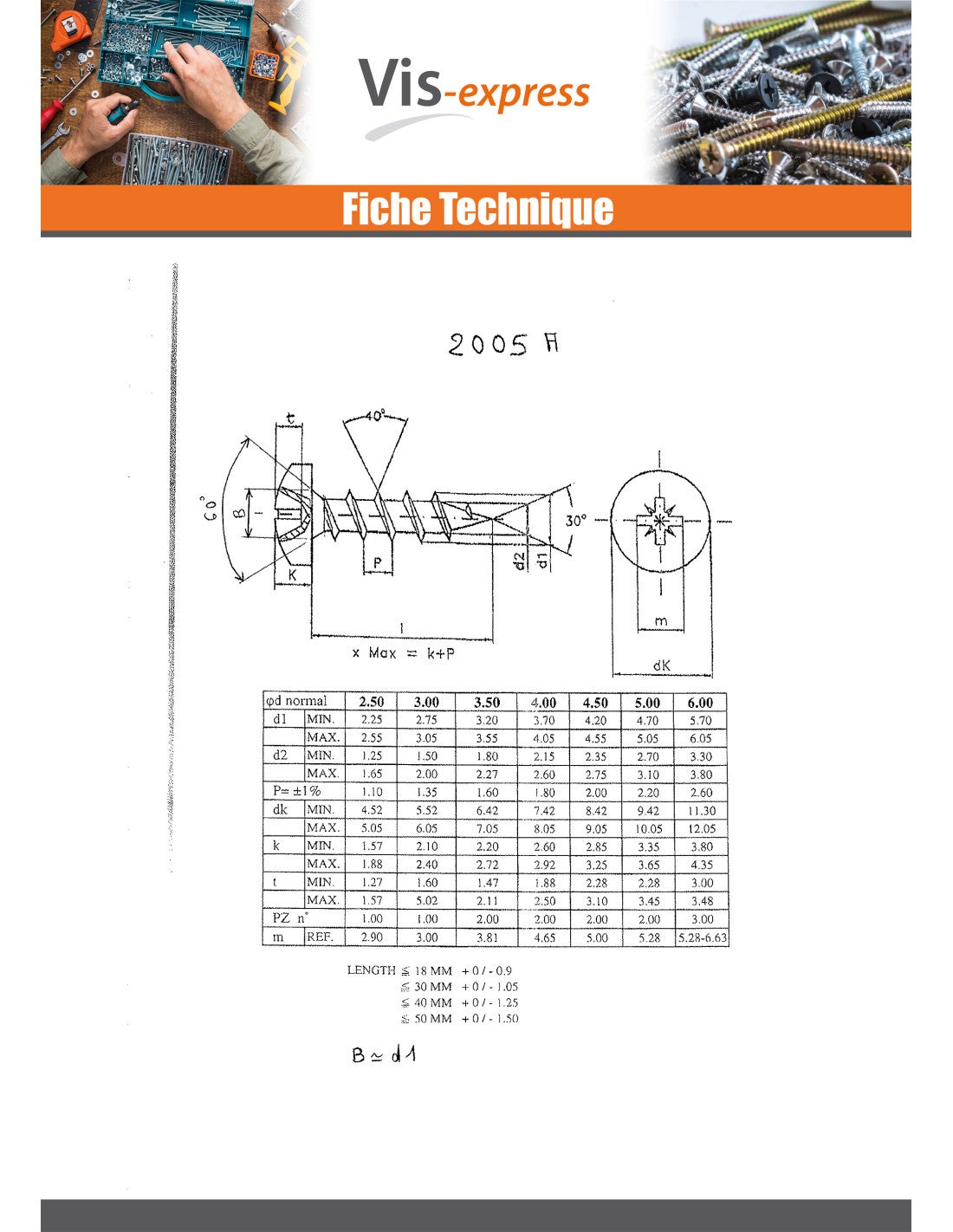 VBA Vis bois agglo Tête ronde TR Pozi N°1 2.5X16 Bichromaté Diamètre de tête: MAX 4 microvis-1 pièce - 4
