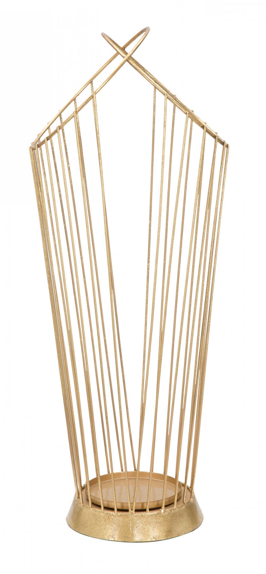 Estructura paragüero en acero dorado, con lineas mínimas, color dorado, medidas 23 x 68,5 x 26,5 cm