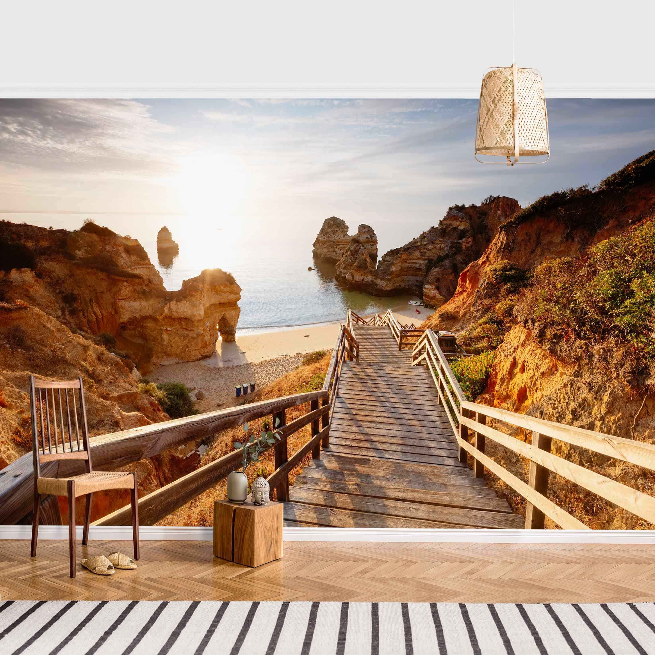 Papel pintado fotomural 3d naturaleza playa mar 363 - salón cuarto de baño - tnt 384 x 255 cm smart
