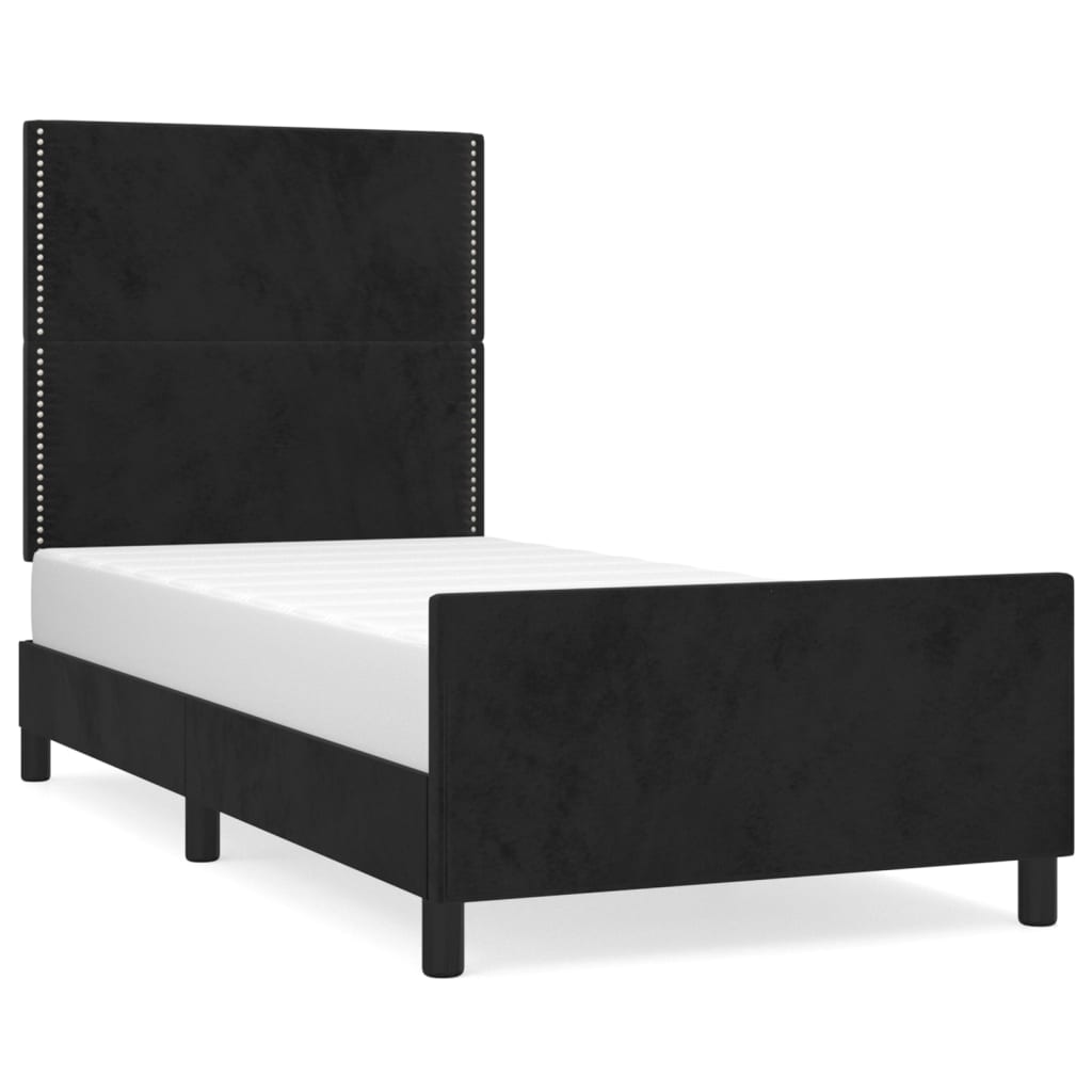 Cadre de lit sans matelas noir 100 x 200 cm en velours - 2