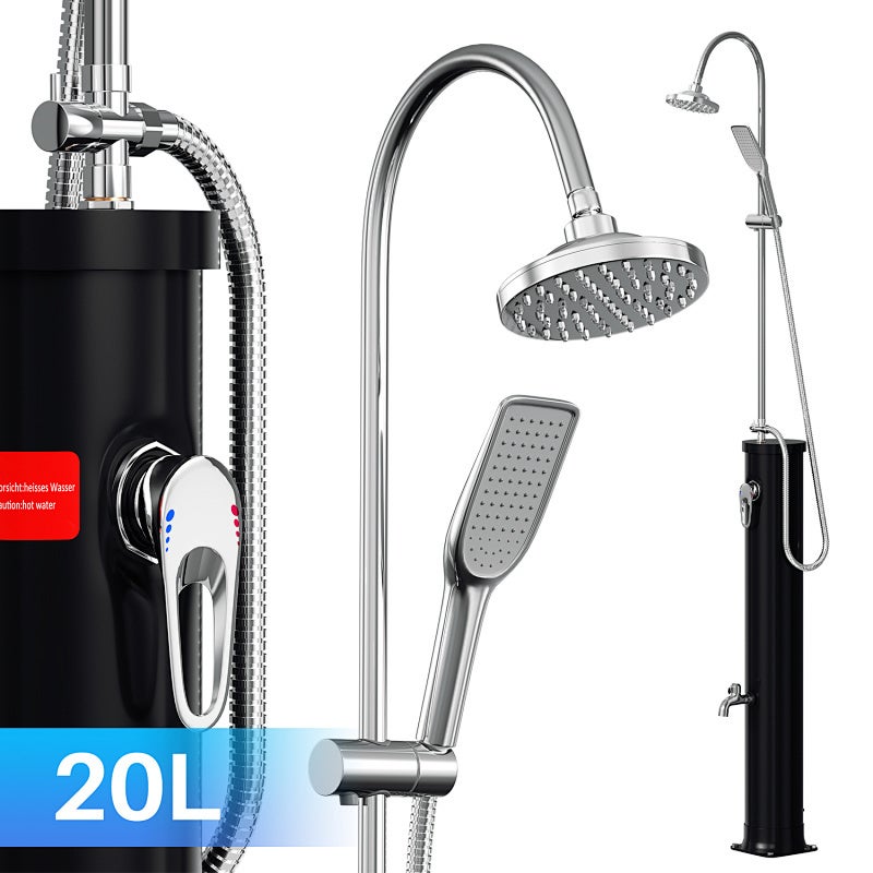 20L Solarny prysznic ogrodowy z PVC, 214cm Prysznic basenowy w zestawie pokrowiec ochronny i słuchawka