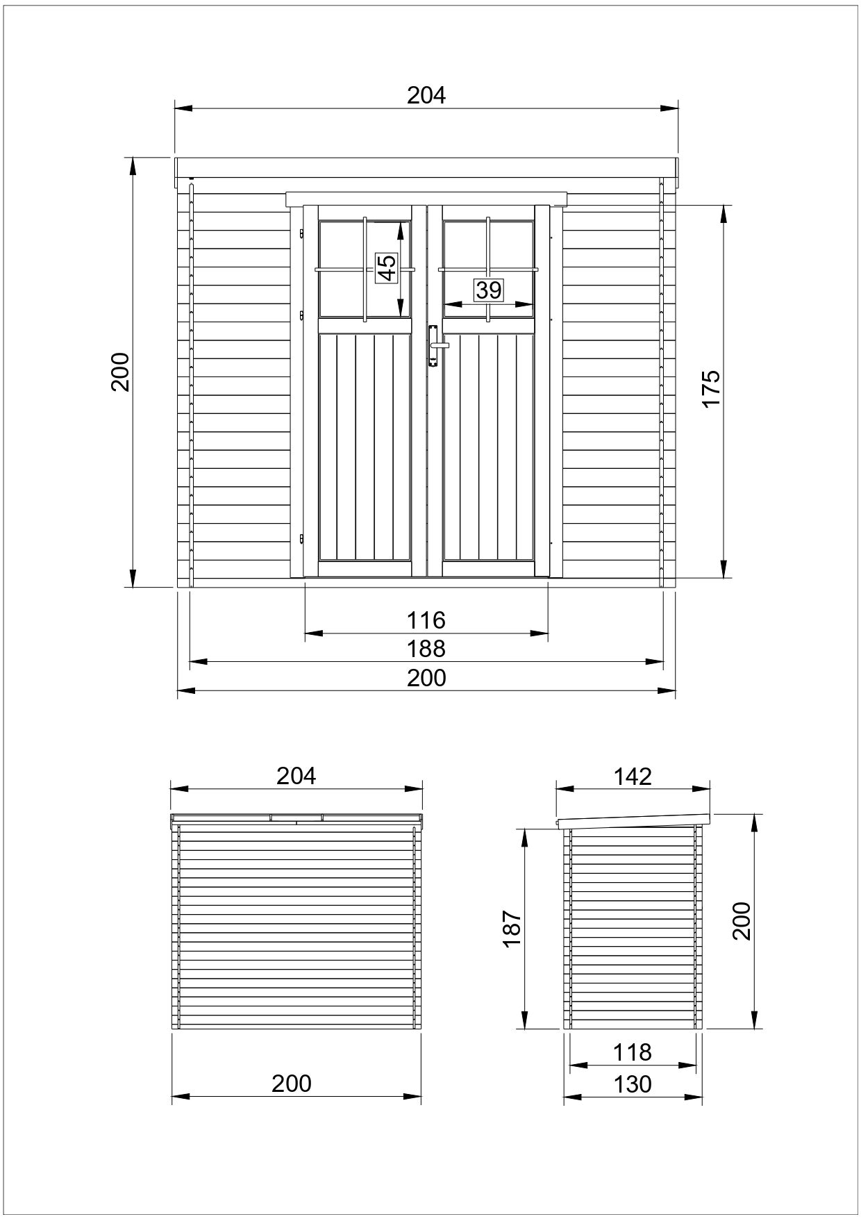 Abri de jardin en bois- porte verrouillable de haute qualité - Stockage extérieur l204xL142xH200cm/2.22m2- Petit abri à outils TIMBELA M311F - 3