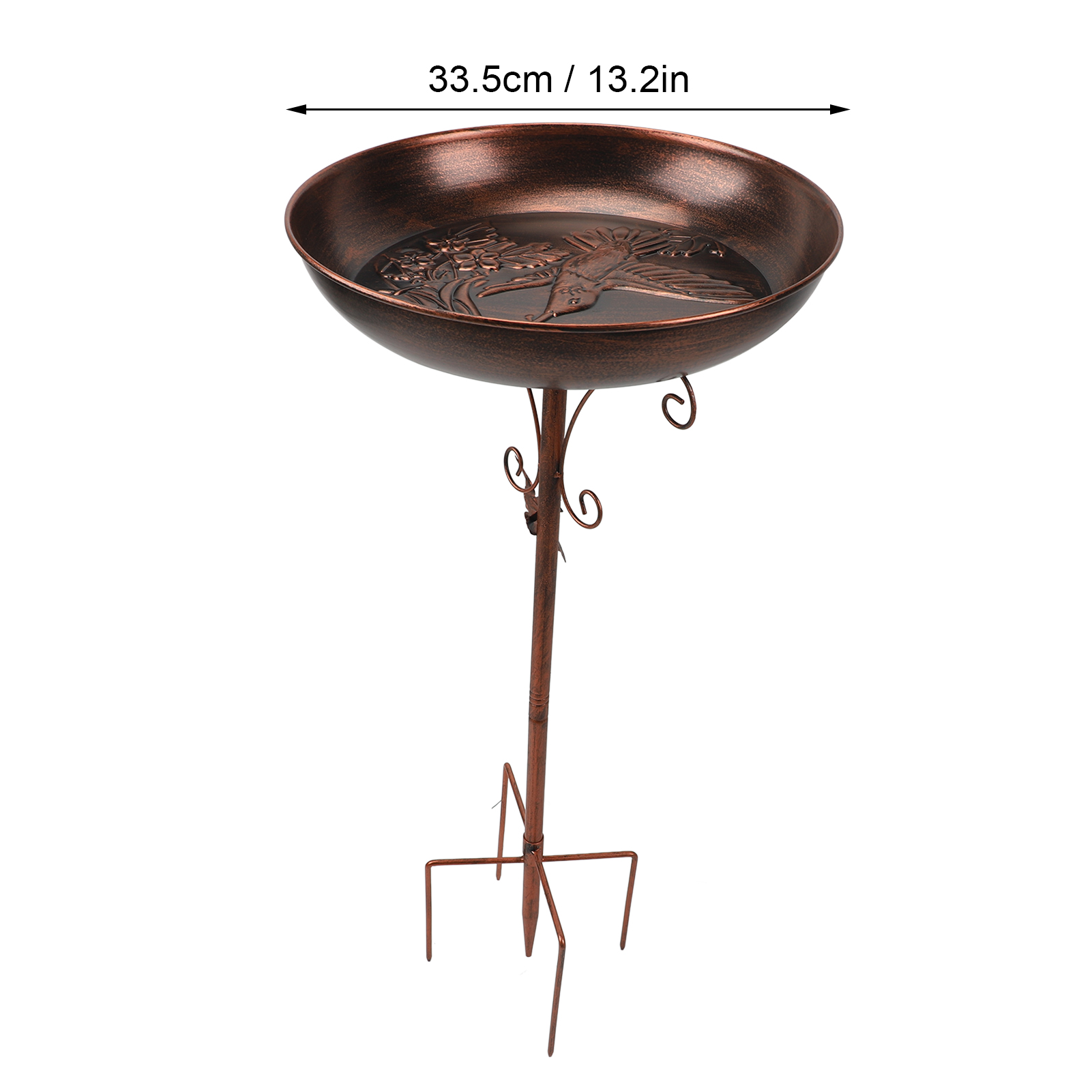 Vasca per uccelli in metallo vintage, a forma di anello, ideale per la decorazione di giardini esterni - 4