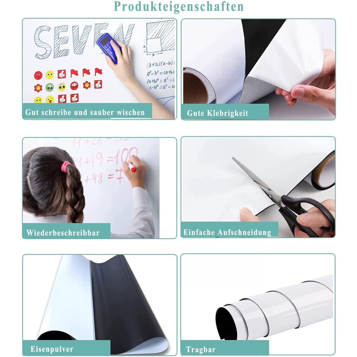 Papier Tableau Blanc Magnétique 40×80cm Adhésif Effaçable Autocollant Avec Marqueur et Effaceur Film Mural pour surfaces lisses - 3