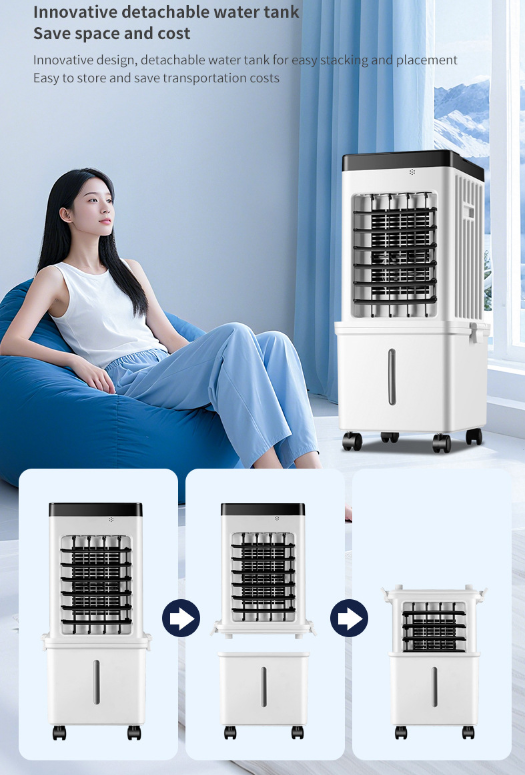 Refrigerador de ar inteligente com controle remoto, ventilador portátil e silencioso, ideal para uso doméstico. - 3