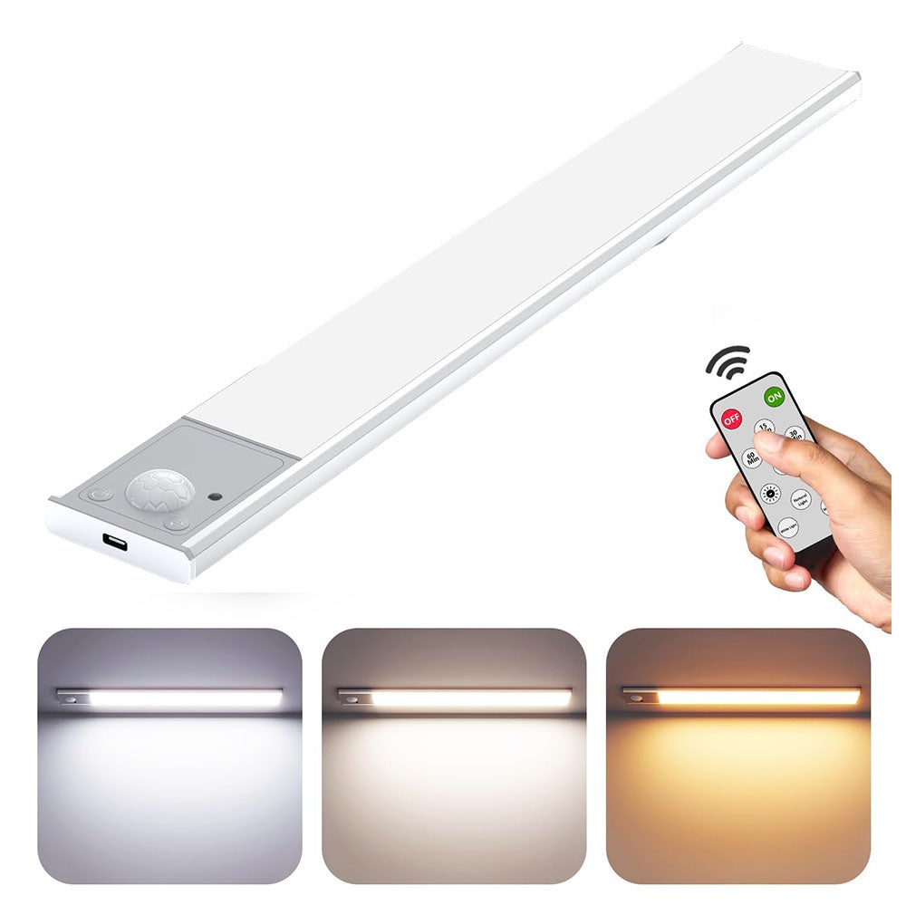 Lot De 2 Lampes LED MEKKLEON Pour Armoire - Rechargeable, Télécommande, 3 Couleurs - Noir