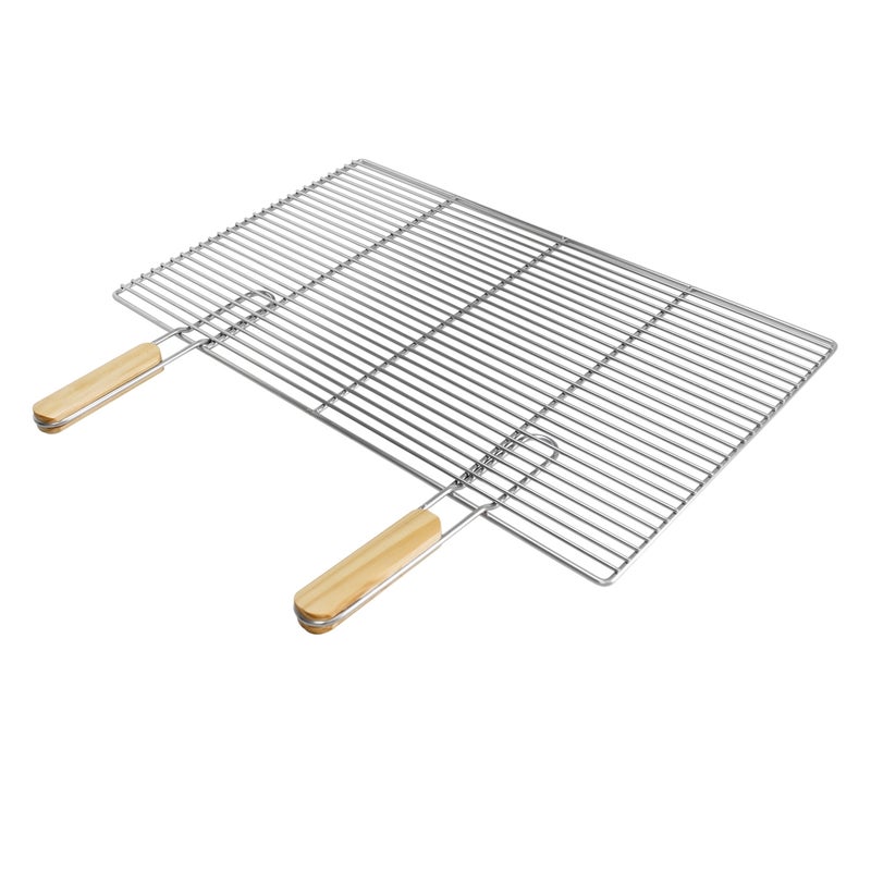 ECD Germany Prostokatny grill ze stali nierdzewnej z wyjmowanymi uchwytami 67 x 40 cm - solidny i odporny na rdze - do kominka grillowego Buschbeck -