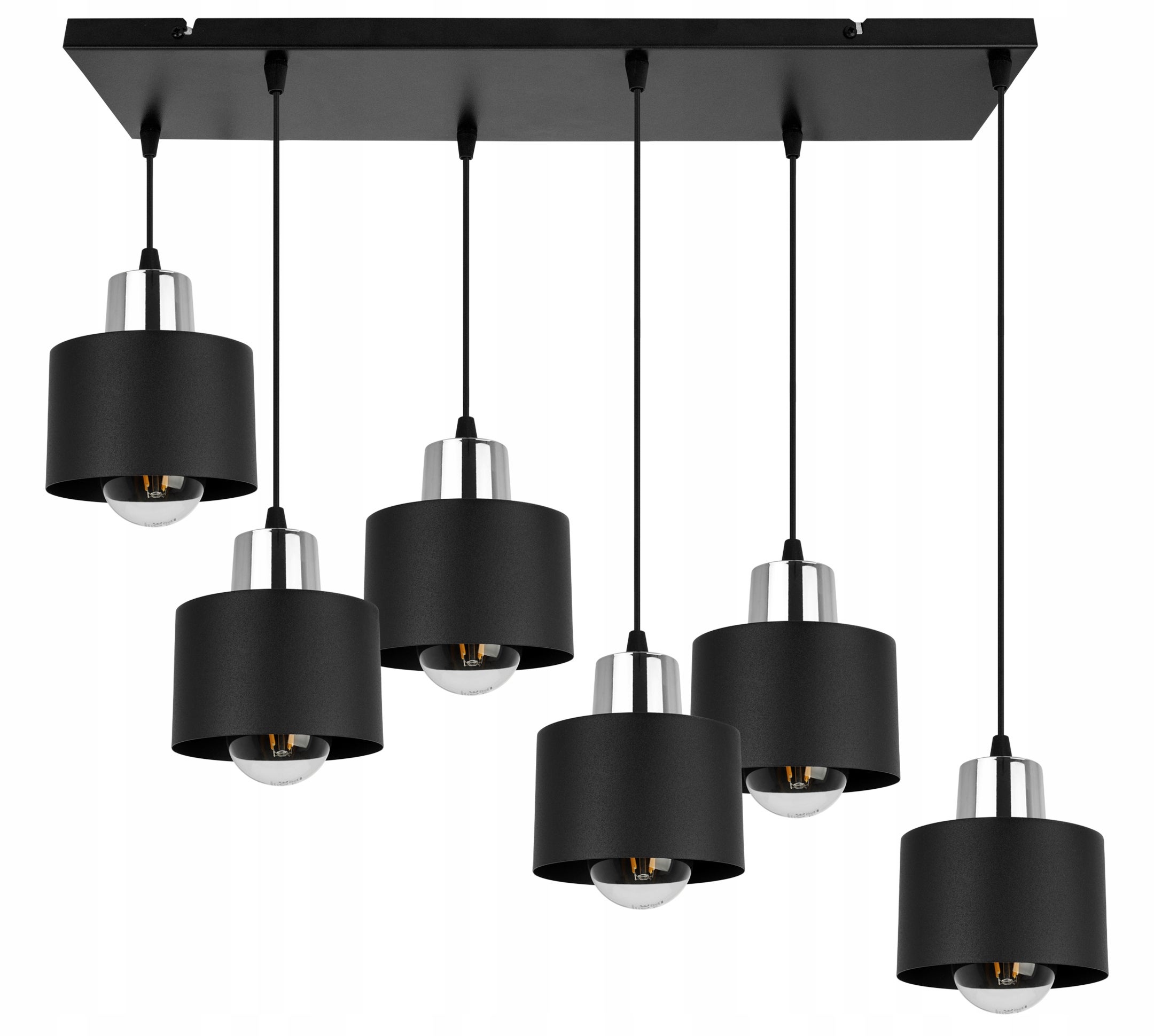 Lampa sufitowa wisząca Panta modern 6xE27 abażur owalny czarny/srebrny Light Home LH
