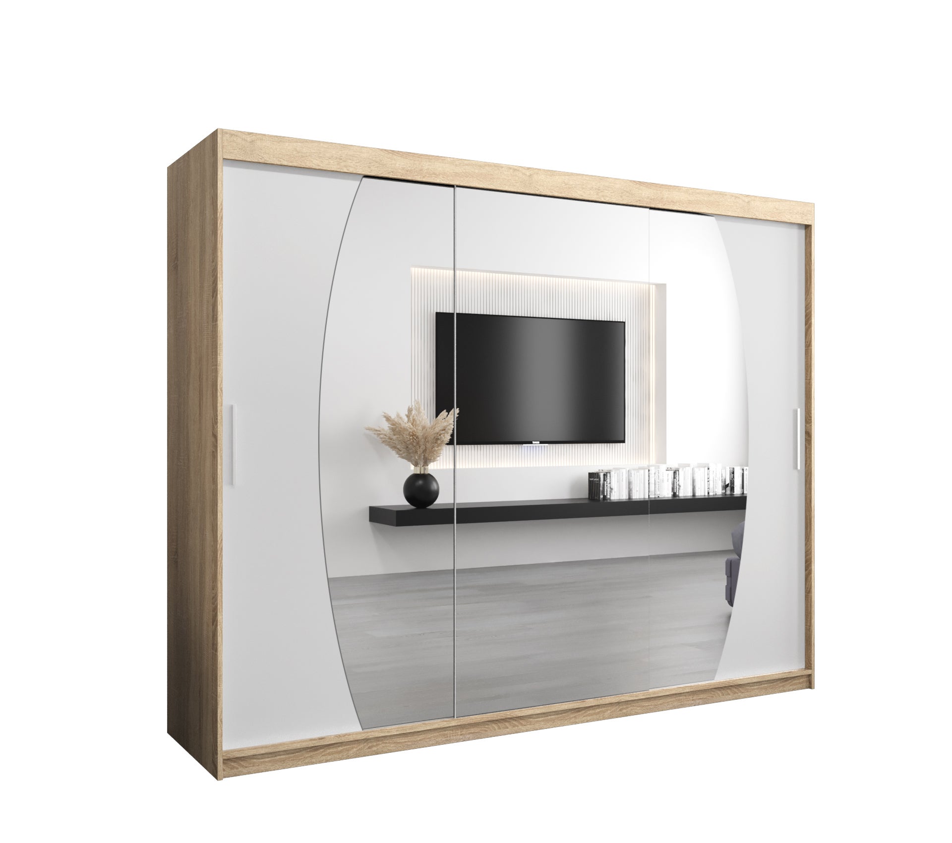 Szafa przesuwna garderoba ELYPSE 250 x 62 x 200 cm Sonoma + Biały - Abiks Meble