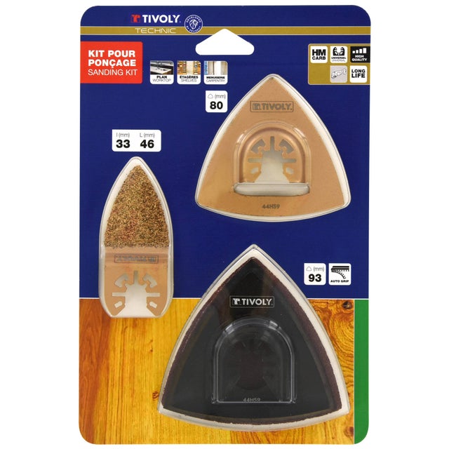 Tivoly • Kit 3 pièces de lames Oscillantes pour Multi Tool pour ponçage