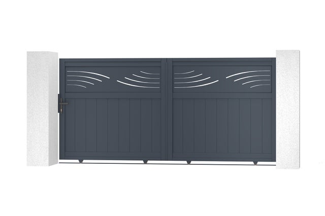 Portail coulissant 3m HALTI H.140cm aluminium gris