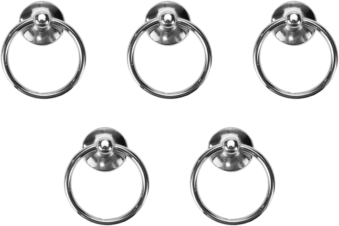 Zestaw 5 metalowych gałek do szuflad o średnicy 4,3 cm, do szafek, komód, szuflad, szaf, antyczne wykończenie z śrubami (chromowane)
