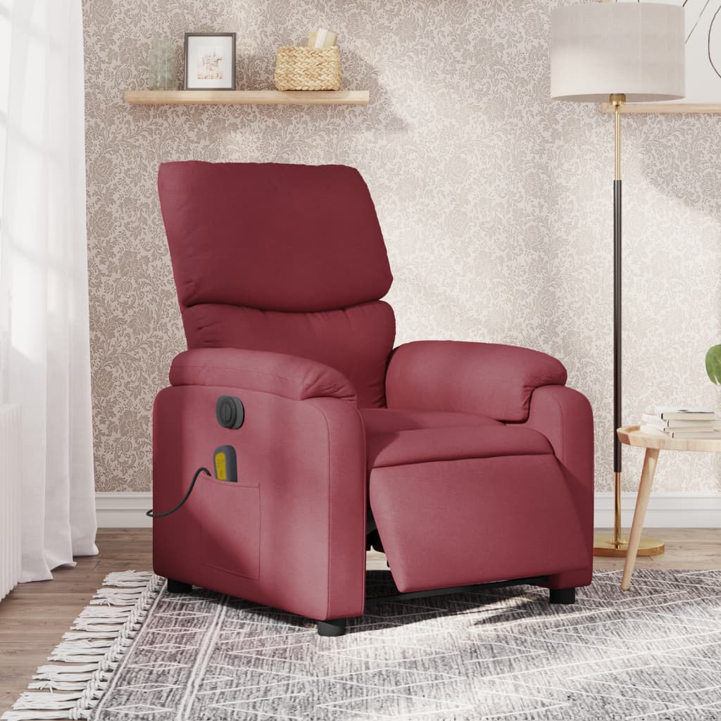 Fauteuil de massage，Fauteuil de Salon，Chaise de massage inclinable électrique Rouge bordeaux Tissu CDS54347 - 2