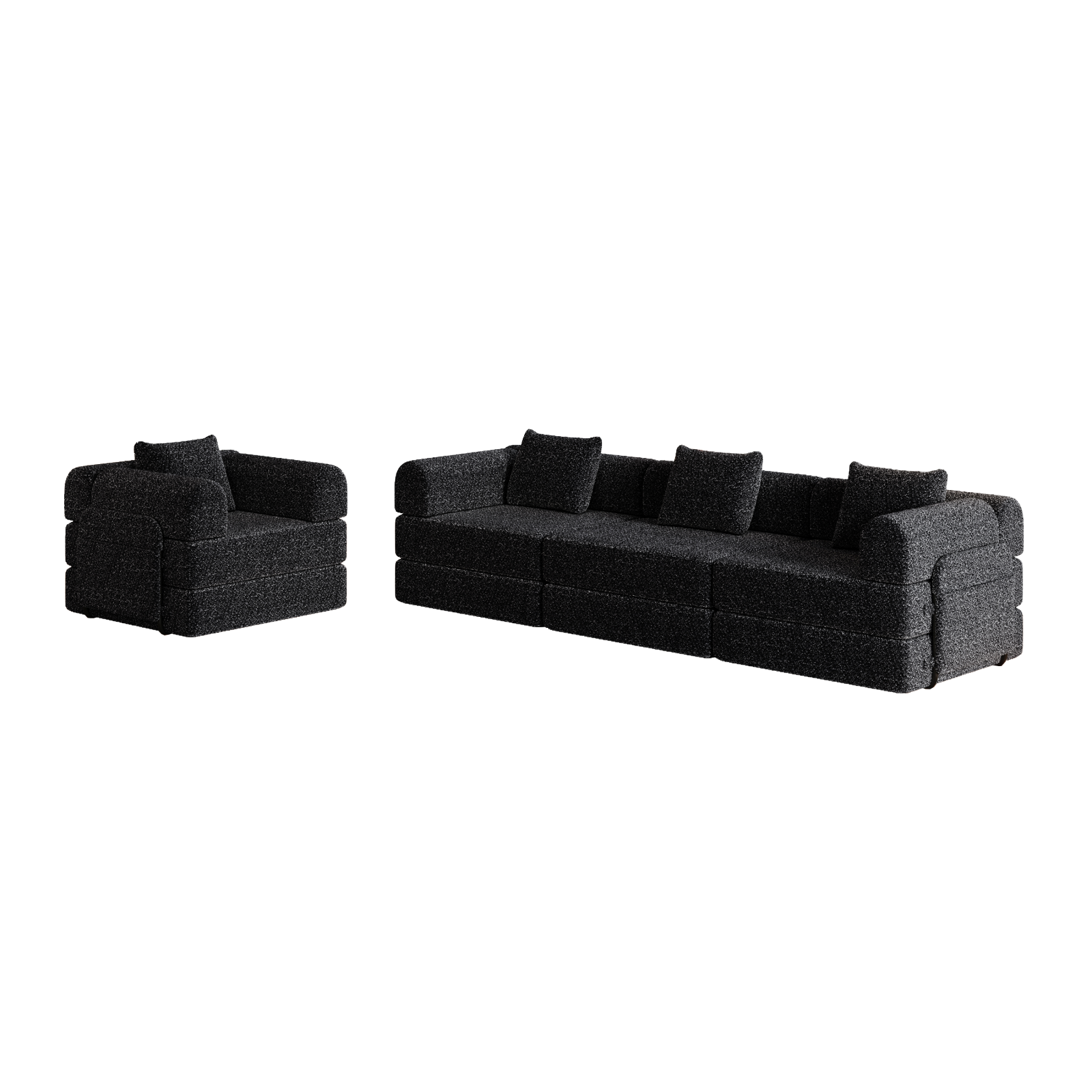 Fauteuil-canapé 2 en 1 183.8 x 91.4 x 69.8 cm – Canapé-lit convertible 183.8 x 91.4 x 69.8 cm – Tissu chenille – Noir - 7