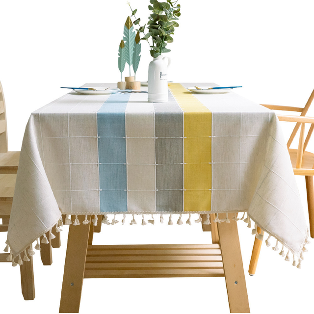Obrus - Bawełna i len - Z frędzlami -1 sztuka - 60x60cm - Wielokolorowy