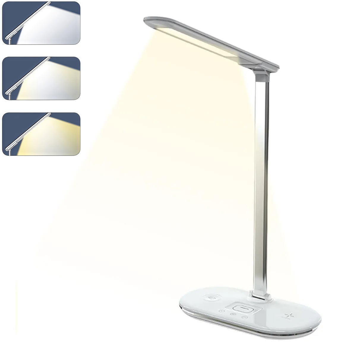 Ściemniana lampa biurkowa, lampa stołowa z ładowarką, obrotowa i składana lampka nocna, 3 tryby kolorów