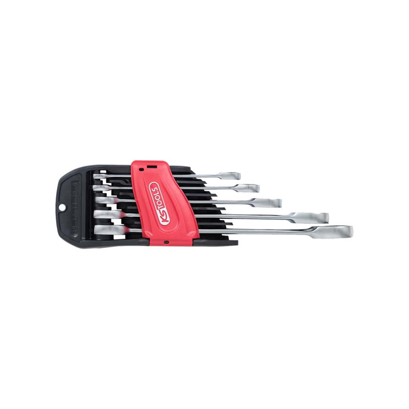 KS TOOLS GEARplus Zestaw kluczy płasko-oczkowych grzechotkowych 5cz. 8-19 mm - 503.4255