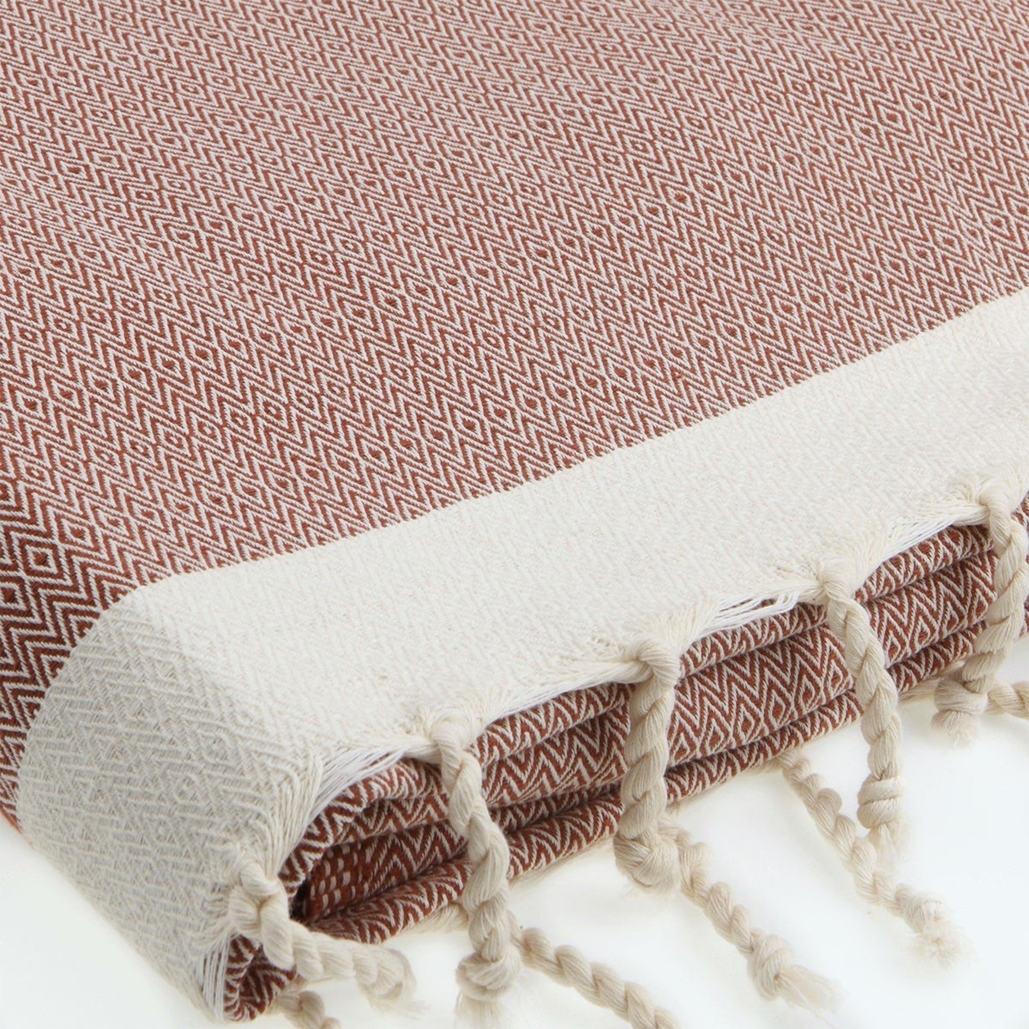 Plaid 130x170 coton rouge tomette - 4