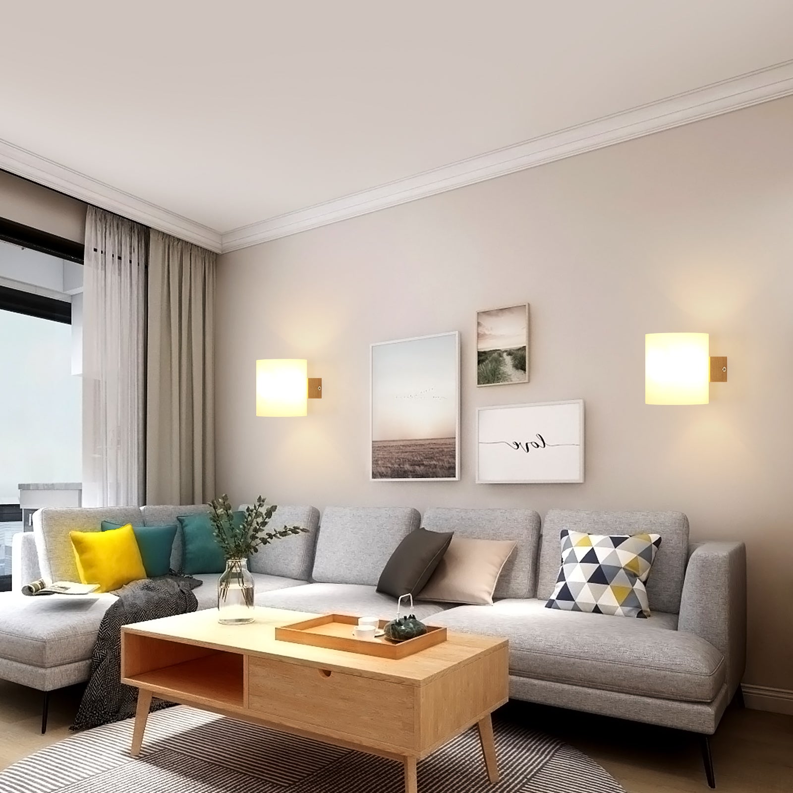 Aplique de pared para interior,lámpara de pared vintage de madera E27,pantalla de vidrio,ideal para dormitorio,sala de estar,escalera de madera - 3